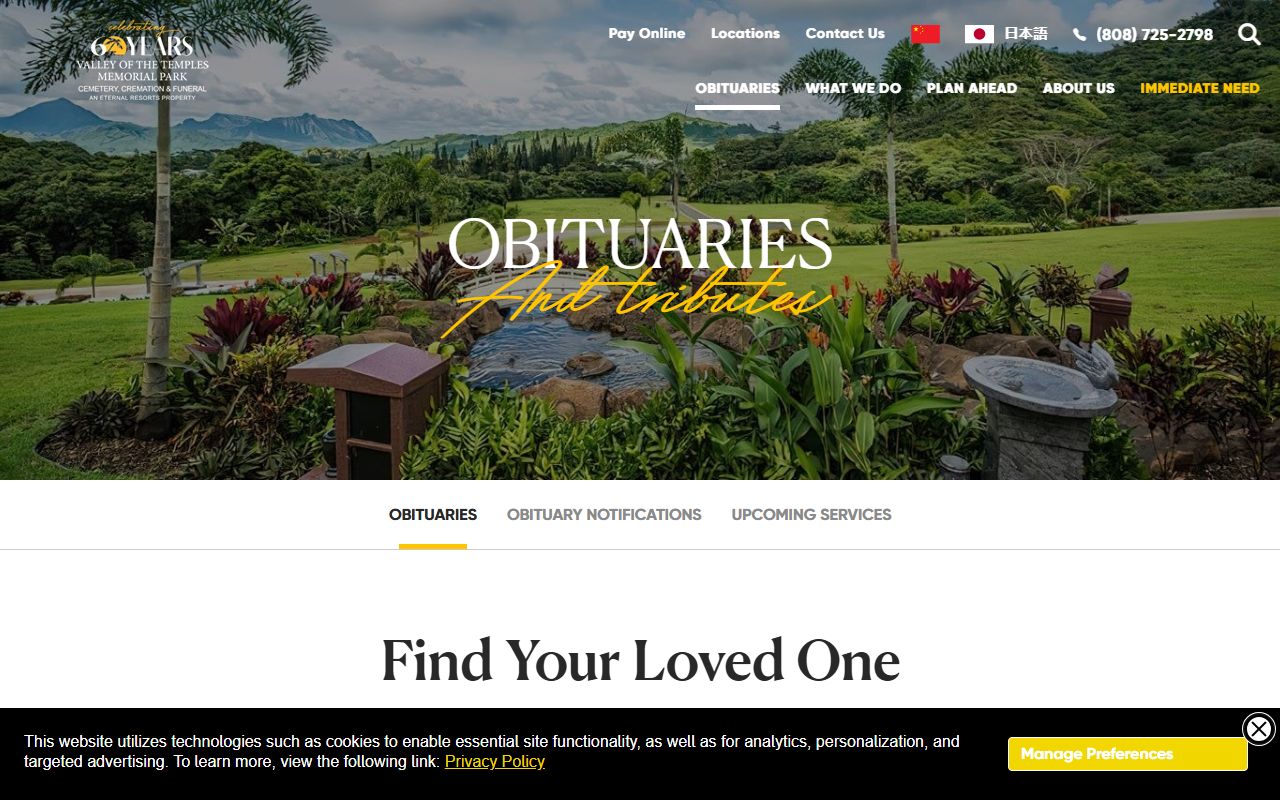 Valley of the Temples Memorial Park Kailua obituaries death index Honolulu County