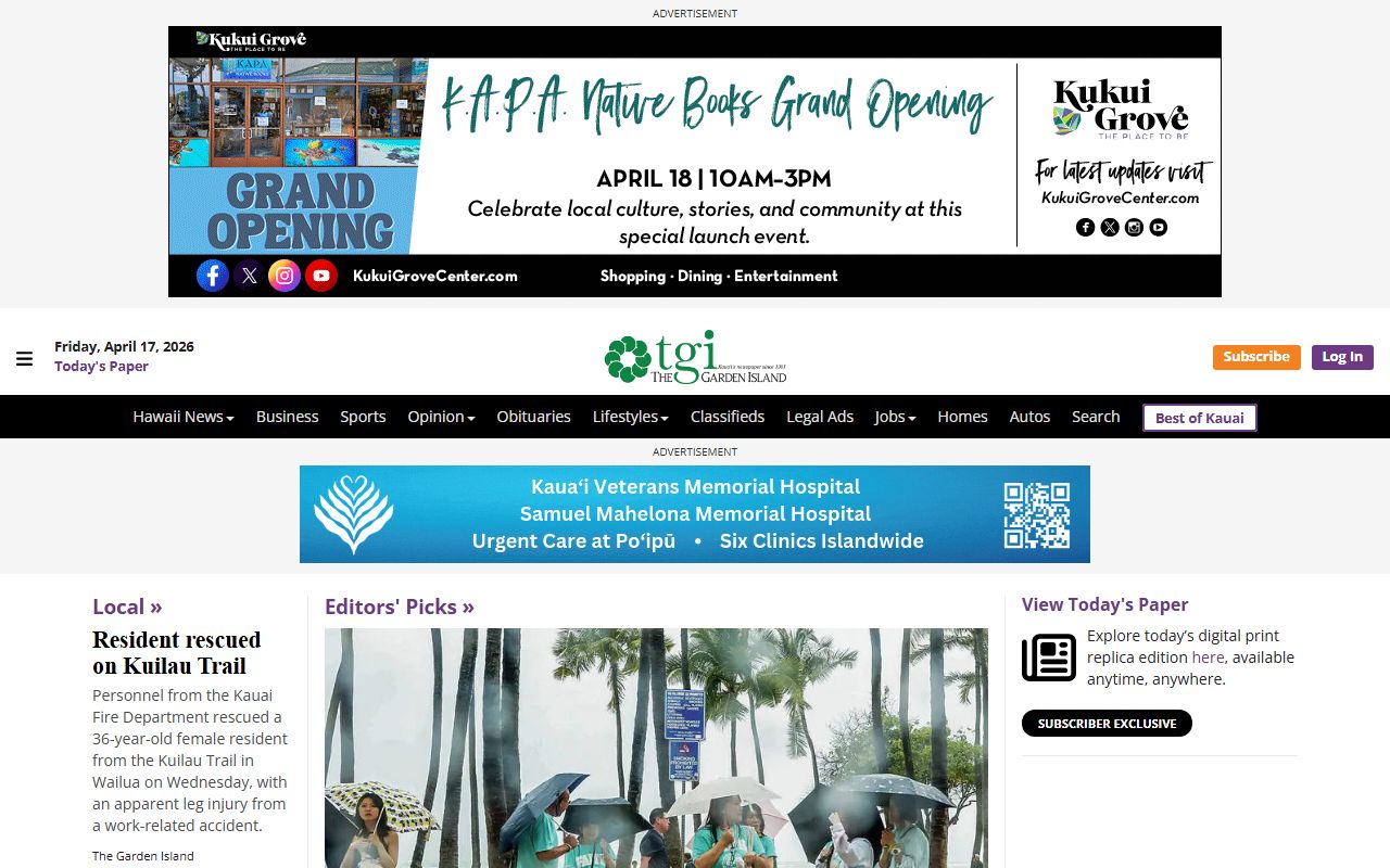 The Garden Island newspaper Kauai County death index obituaries
