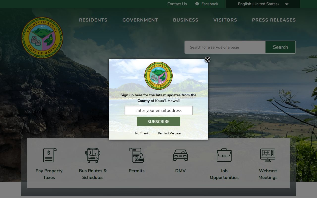 Kauai County official website death index records