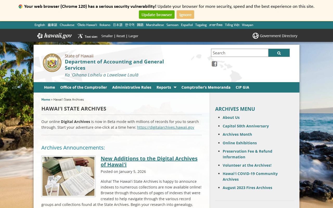 Hawaii State Archives Honolulu historical death index records